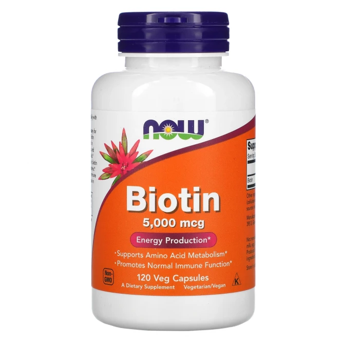 Биотин Now Foods Biotin 5000 мкг 120 вегетарианских капсул купить в Украине