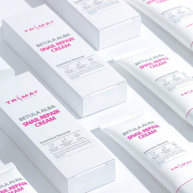 Крем с муцином улитки и березовым соком Trimay Betula Alba Snail Repair Cream 50 мл купить в Украине 3