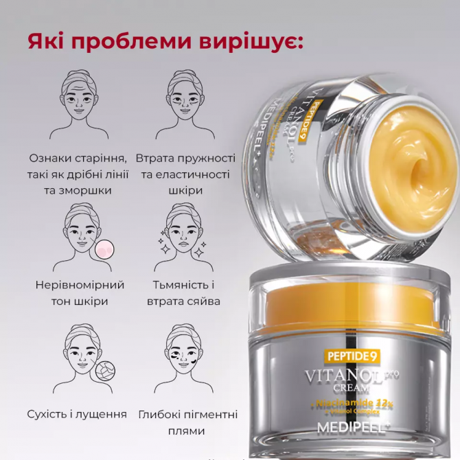 Крем для лица с пептидами и витаминным комплексом MEDI-PEEL Peptide 9 Vitanol Cream Pro 50 мл купить в Украине 4