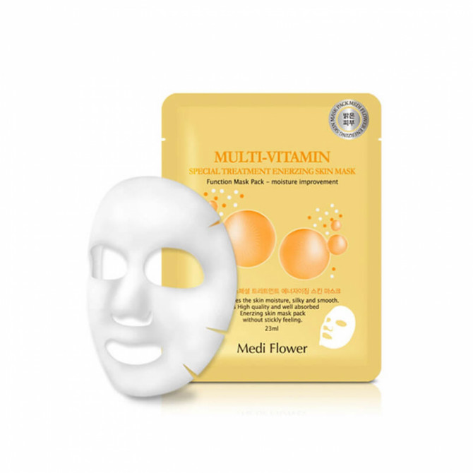 Оздоровлююча вітамінна тканинна маска MEDI FLOWER Special Treatment Bouncy Mask pack Vitamin купити в Україні 2