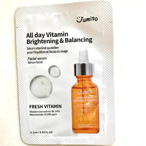 Осветляющая витаминная сыворотка, Jumiso, All day Vitamin Brightening&Balancing Facial Serum, 1 мл (пробник) купить в Украине Осветляющая витаминная сыворотка, Jumiso, All day Vitamin Brightening&Balancing Facial Serum, 1 мл (пробник) купить в Украине