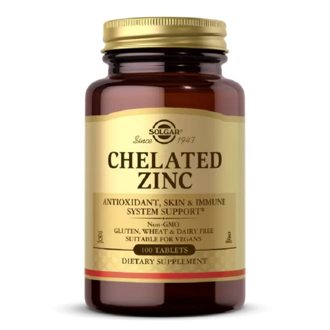 Хелатний цинк Solgar Chelated Zinc 100 таблеток купити в Україні