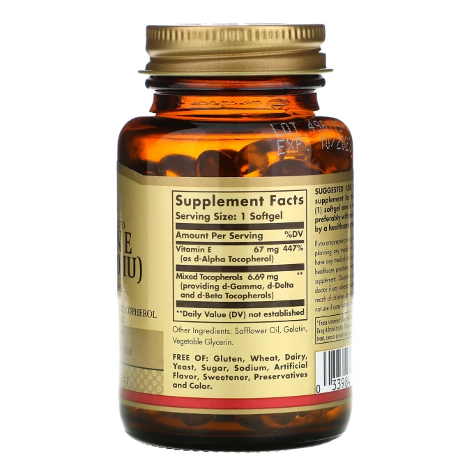 Натуральный витамин Е Solgar Vitamin E 67 мг (100 МЕ) 100 капсул купить в Украине 2