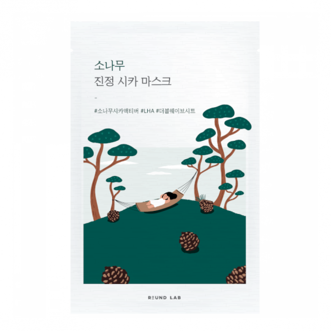 Заспокійлива тканинна маска з екстрактом голок сосни ROUND LAB Pine Calming Cica Mask Sheet купити в Україні