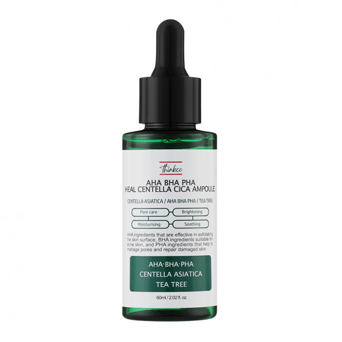Восстанавливающая сыворотка с кислотами и центеллой Thinkco AHA BHA PHA Heal Centella Cica Ampoule 60 мл купить в Украине