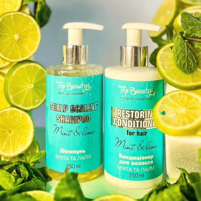 Кондиціонер для відновлення волосся М’ята та Лайм Top Beauty Restoring Conditioner For Hair Mint And Lime 250 мл купити в Україні 2
