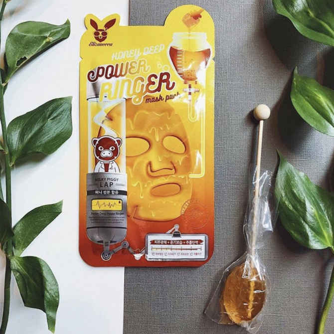 Тканевая маска для лица с медом с эффектом лифтинга Elizavecca Honey Deep Power Ringer Mask купить в Украине 2