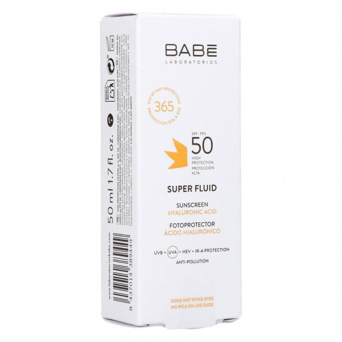 Солнцезащитный флюид  с гиалуроновой кислотой SPF 50 Babe Laboratorios Super Fluid 50 мл купить в Украине 3