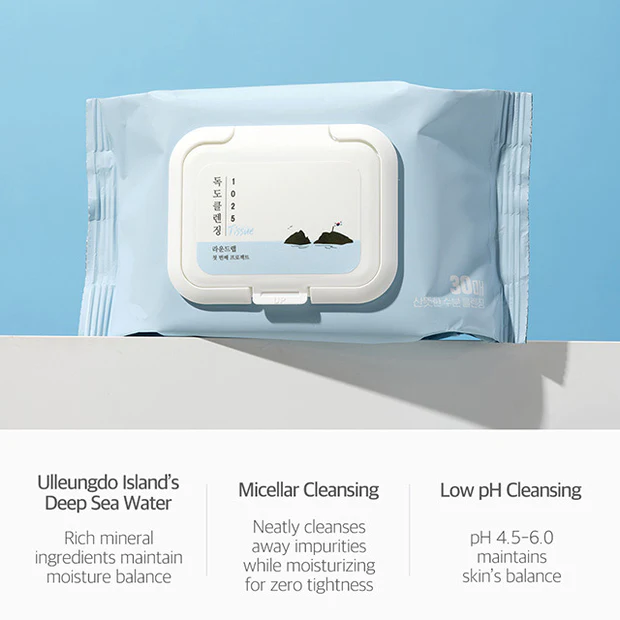 Очищающие салфетки с морской водой ROUND LAB 1025 Dokdo Cleansing Tissue 30 шт купить в Украине 4