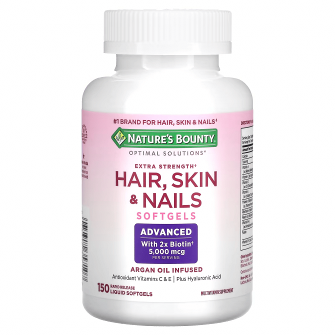 Комплекс для волос кожи и ногтей Nature's Bounty Optimal Solutions Extra Strength Hair Skin & Nails 150 капсул купить в Украине