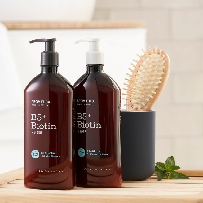 Укрепляющий кондиционер с витамином В5 и биотином AROMATICA B5+Biotin Fortifying Conditioner 400 мл купить в Украине 3