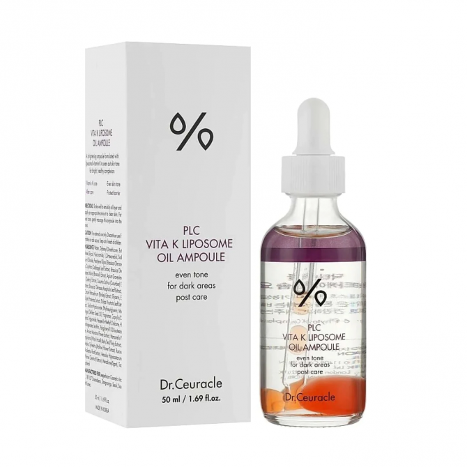 Заспокійлива сироватка проти куперозу та розацеї Dr.Ceuracle PLC Vita K Liposome Oil Ampoule 50 мл купити в Україні