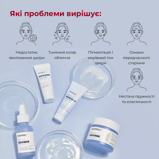 Набір зволожувальних засобів для обличчя з гіалуроновою кислотою та глутатіоном MEDI-PEEL Glutathione Hyal Aqua Multi Care Kit Set купити в Україні 4
