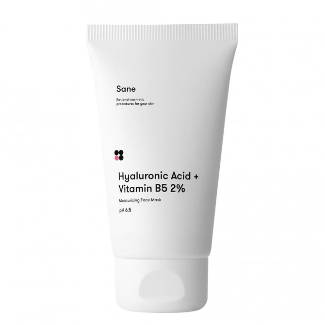 Маска для обличчя з гіалуроновою кислотою та вітаміном В5 Sane Hyaluronic Acid + Vitamin B5 2% Moisturizing Face Mask 75 мл купити в Україні