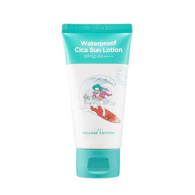 Водостойкий успокаивающий солнцезащитный крем, Village 11 Factory, Waterproof Cica Sun Lotion SPF50+ PA++++, 80 мл купить в Украине Водостойкий успокаивающий солнцезащитный крем, Village 11 Factory, Waterproof Cica Sun Lotion SPF50+ PA++++, 80 мл купить в Украине