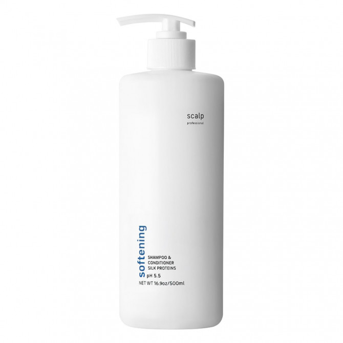 Пом'якшуючий шампунь-кондиціонер з шовковим протеїном Scalp Softening Shampoo & Conditioner Silk Proteins 500 мл купити в Україні