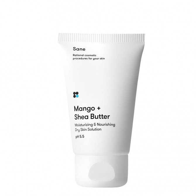 Крем з манго та олією ши для зволоження сухої шкіри Sane Mango + Shea Butter Moisturizing & Nourishing Dry Skin Solution 40 мл купити в Україні