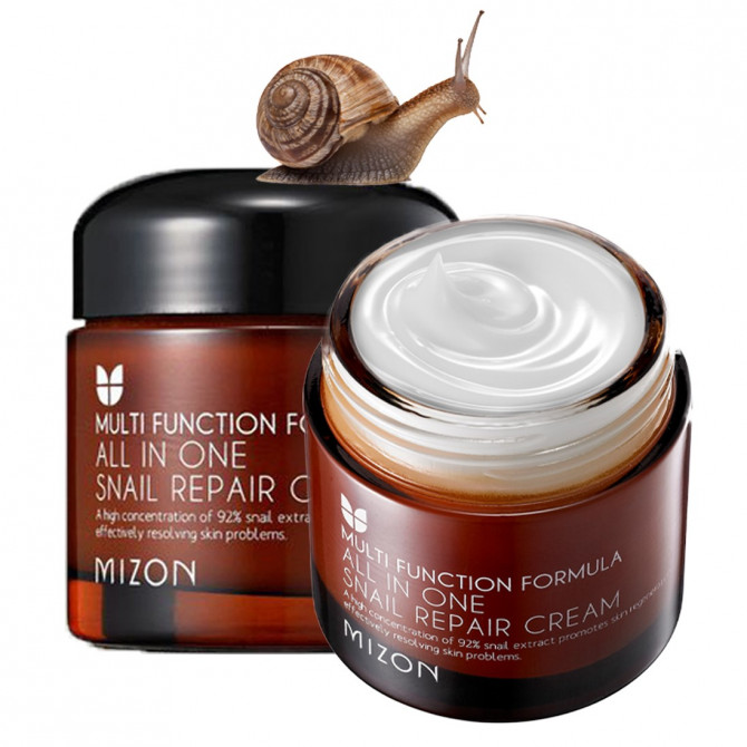Восстанавливающий крем для лица с фильтратом слизи улитки MIZON  All In One Snail Repair Cream 75 мл купить в Украине 2