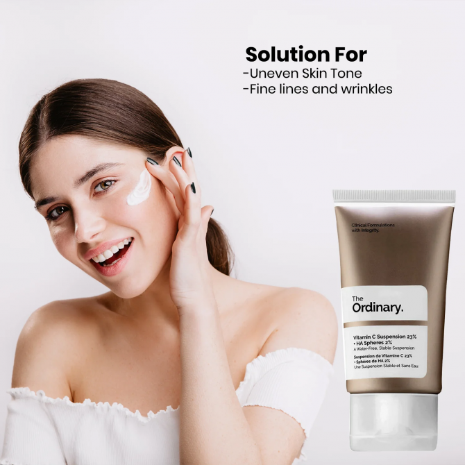 Омолаживающая сыворотка с витамином С 23% и гиалуроновой кислотой The Ordinary Vitamin C Suspension 23% + HA Spheres 2% 30 мл купить в Украине 4