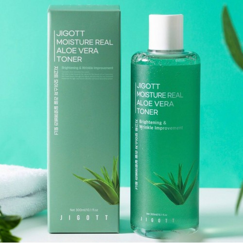 Увлажняющий тонер для лица с алоэ JIGOTT  Moisture Real Aloe Vera Toner 300 мл купить в Украине 3