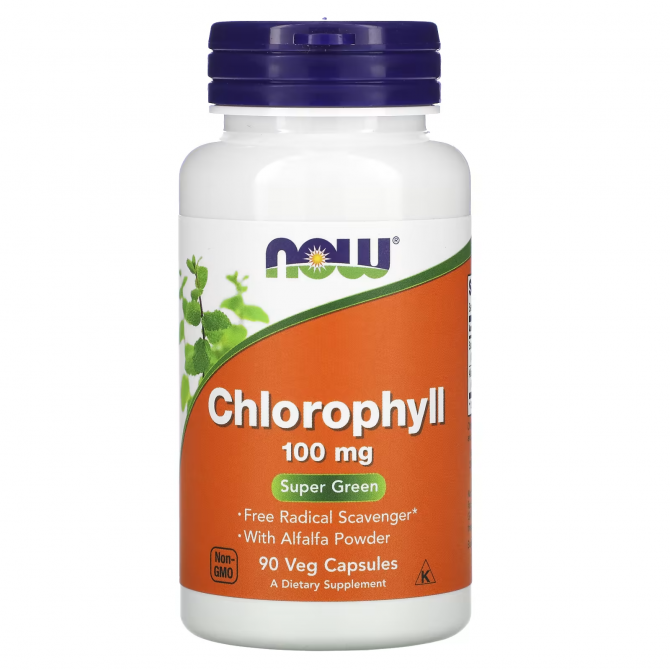 Хлорофилл 100 мг Now Foods Chlorofyll 100 mg 90 растительных капсул купить в Украине