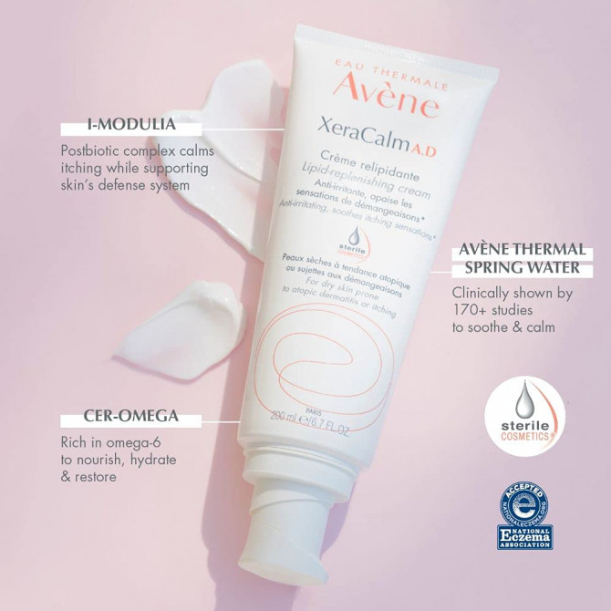 Загоєний і зволожуючий крем для сухої шкіри Avene Peaux Seches XeraCalm A.D Creme Relipidant 200 мл купити в Україні 3