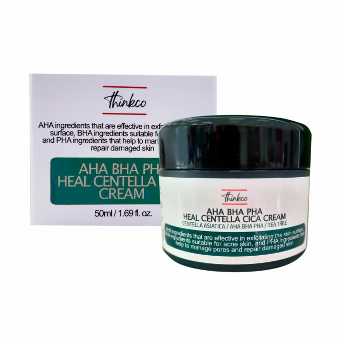 Восстанавливающий крем с кислотами и центеллой Thinkco AHA BHA PHA Heal Centella Cica Cream 50 мл купить в Украине 2
