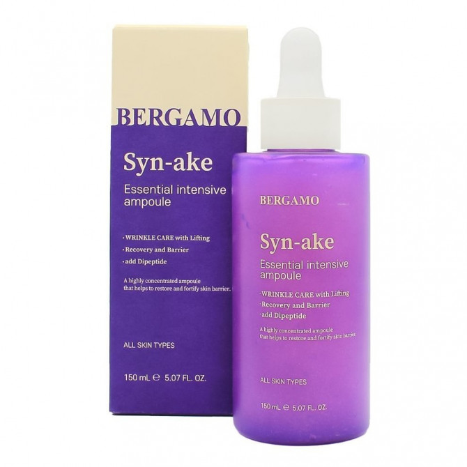 Сироватка що омолоджує для обличчя з пептидом зміїної отрути BERGAMO Essential Intensive Ampoule Syn-ake 150 мл купити в Україні