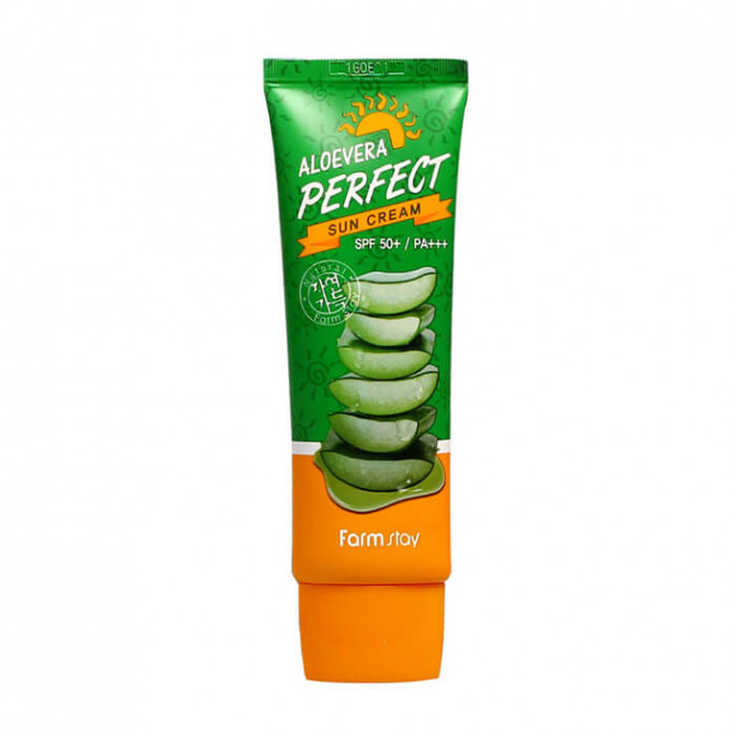 Солнцезащитный крем с экстрактом алоэ FarmStay Aloevera Perfect Sun Cream SPF50+/PA+++ 70 мл купить в Украине 3