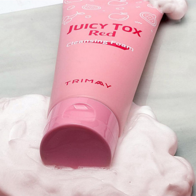 Пінка для відбілювання шкіри з гранатом та ацеролою TRIMAY Juicy Tox Red Cleansing Foam 120 мл купити в Україні 2