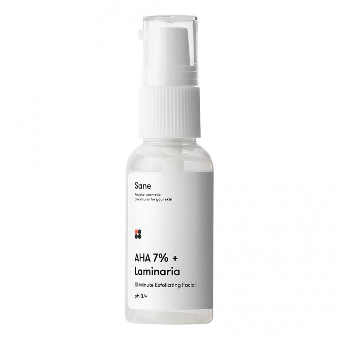 Пілінг для обличчя з фруктовими кислотами та ламінарією Sane AHA 7% + Laminaria 10-Minute Exfoliating Facial 30 мл купити в Україні