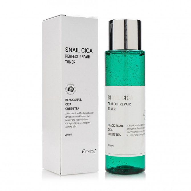 Восстанавливающий тонер с муцином улитки и центеллой, ESTHETIC HOUSE, Snail Cica Perfect Repair Toner, 200 мл купить в Украине Восстанавливающий тонер с муцином улитки и центеллой, ESTHETIC HOUSE, Snail Cica Perfect Repair Toner, 200 мл купить в Украине