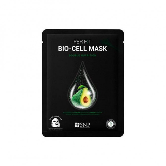 Омолоджуюча тканинна маска з авокадо SNP Per Fit Bio-cell Mask Double Nutrition купити в Україні