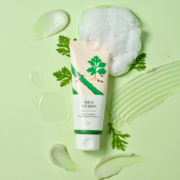 Заспокійлива очищуюча пінка з морським полином ROUND LAB Mugwort Calming Cleanser 150 мл купити в Україні 3