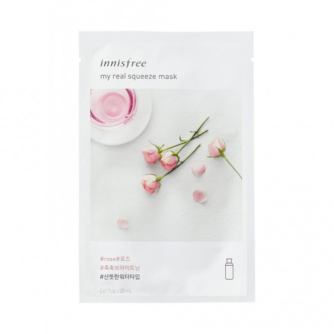 Тканевая маска с экстрактом розы, Innisfree, My Real Squeeze Mask Rose купить в Украине Тканевая маска с экстрактом розы, Innisfree, My Real Squeeze Mask Rose купить в Украине