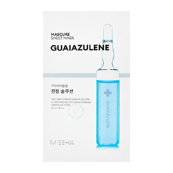 Тканинна маска для обличчя з гвайазуленом, заспокійлива, MISSHA, Mascure Calming Solution Sheet Mask купити в Україні Тканинна маска для обличчя з гвайазуленом, заспокійлива, MISSHA, Mascure Calming Solution Sheet Mask купити в Україні