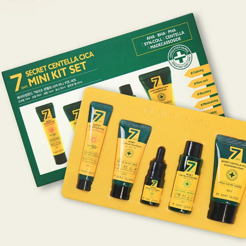 Набір мініатюр з кислотами і центелою для проблемної шкіри May Island 7 Days Secret Centella Mini Kit Set купити в Україні 2