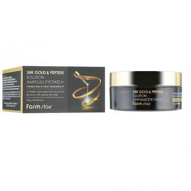 Гидрогелевые патчи с золотом и пептидами FarmStay 24K Gold & Peptide Solution Ampoule Eye Patch 60 шт купить в Украине 3