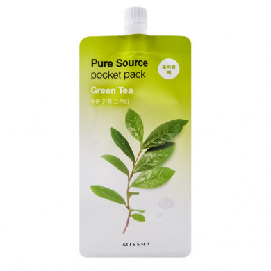 Заспокійлива нічна маска з екстрактом зеленого чаю MISSHA Pure Source pocket pack Green tea 10 мл купити в Україні