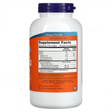 Омега-3 Now Foods Omega-3 180 ЭПК / 120 ДГК 200 капсул купить в Украине 2