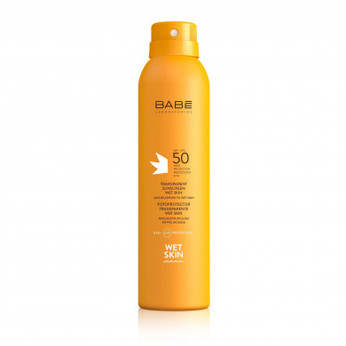 Солнцезащитный водостойкий спрей с матирующим эффектом SPF 50 Babe Laboratorios Transparent Sunscreen Wet Skin Matte Finish 200 мл купить в Украине