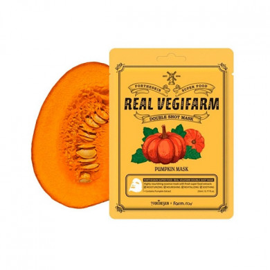Поживна тканинна маска для обличчя з гарбузом Fortheskin Super Food Real Vegifarm Double Shot Mask Pumpkin купити в Україні 2