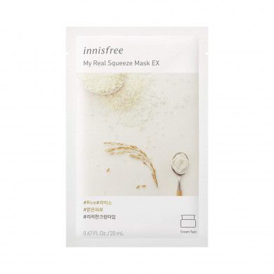 Тканевая маска для лица с рисом, омолаживающая, Innisfree, My Real Squeeze Mask Rice купить в Украине Тканевая маска для лица с рисом, омолаживающая, Innisfree, My Real Squeeze Mask Rice купить в Украине