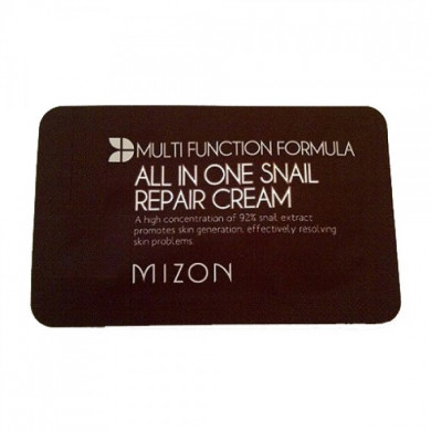 Восстанавливающий крем для лица с фильтратом слизи улитки, MIZON, All In One Snail Repair Cream, 1 мл (пробник) купить в Украине Восстанавливающий крем для лица с фильтратом слизи улитки, MIZON, All In One Snail Repair Cream, 1 мл (пробник) купить в Украине