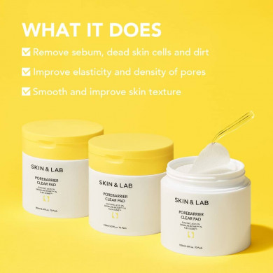 Пілінг-педи з кислотами та зволожуючим комплексом SKIN&LAB Porebarrier Clear Pad 70 педов купити в Україні 4