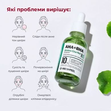 Відлущувальна сироватка для обличчя з центелою та кислотами MEDI-PEEL AHA BHA Amino Cica-Nol B5 Ampoule 30 мл купити в Україні 3