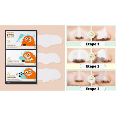 Трехступенчатая маска от черных точек A'PIEU Goblin Blackhead 3-Step Nose Pack купить в Украине 2