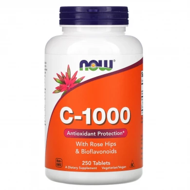 Вітамін С з шипшиною та біофлавоноїдами Now Foods C-1000 250 таблеток купити в Україні