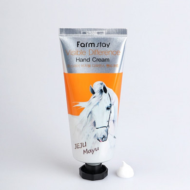 Поживний крем для рук на основі кінського жиру FarmStay Visible Difference Hand Cream Jeju Mayu 100 мл купити в Україні 2