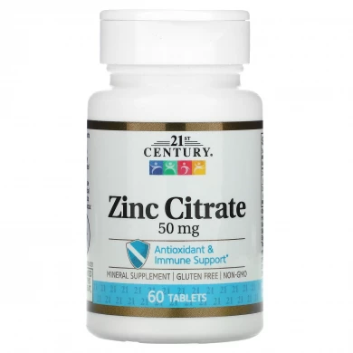 Цитрат цинка 21st Century Zinc Citrate 50 мг 60 таблеток купить в Украине